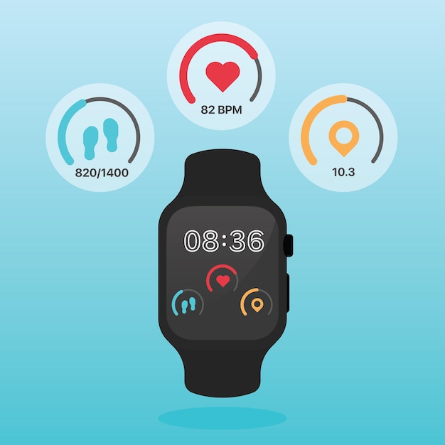 Vector flat fitness trackers concept