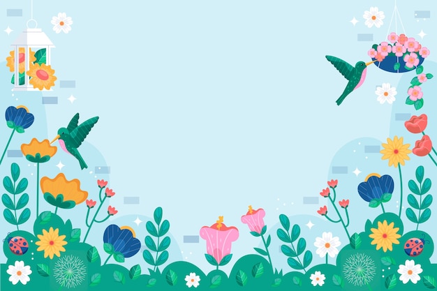 Vector flat floral spring background