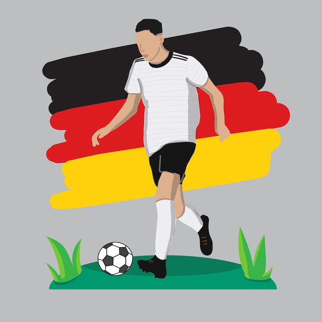 flat football player with Germany flag background