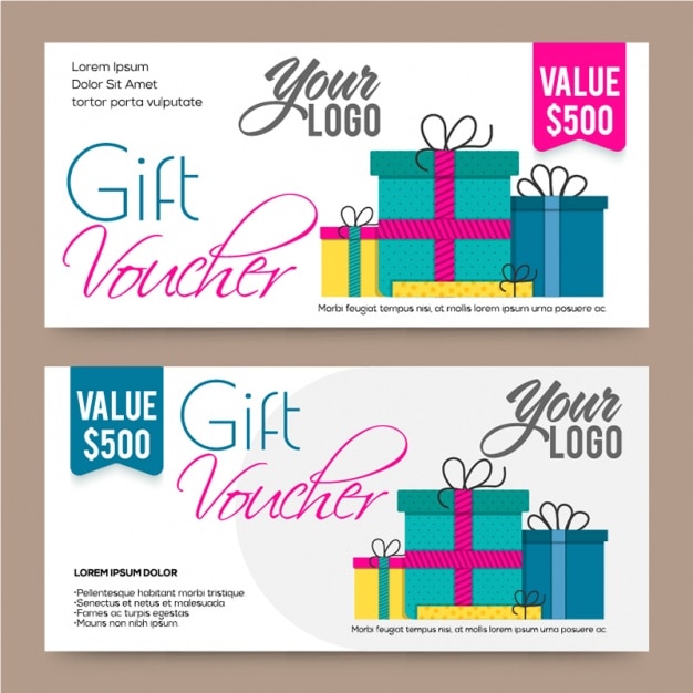 Flat gift vouchers with decorative presents