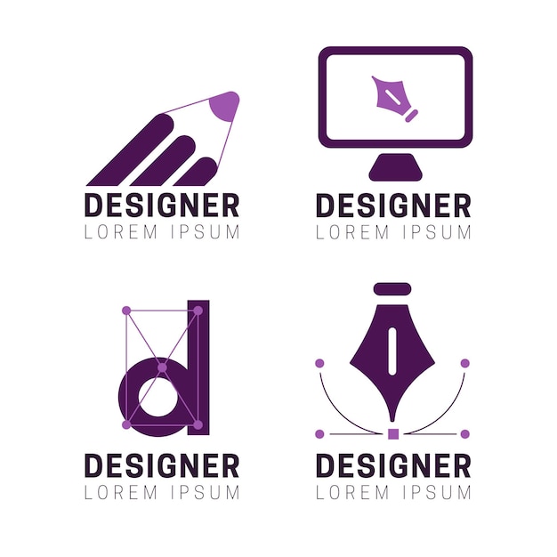 Vector flat graphic designer logo set