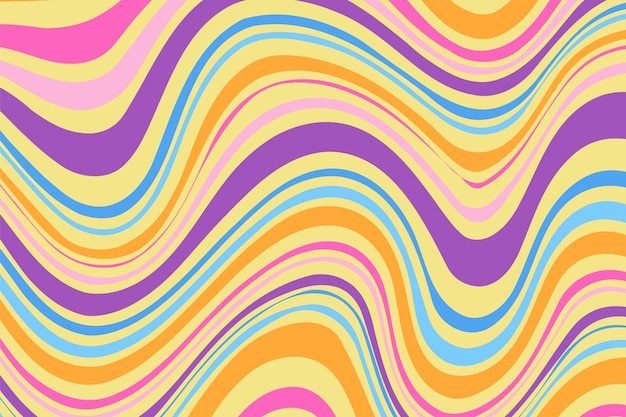 Flat groovy psychedelic background with colorful design