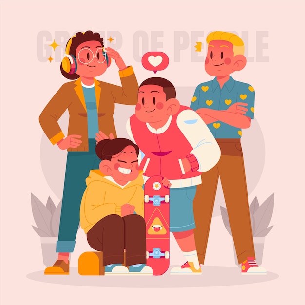 Flat group of people illustration