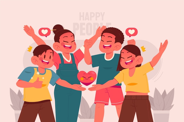 Flat happy people illustration