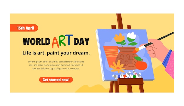 Vector flat horizontal banner template for world art day