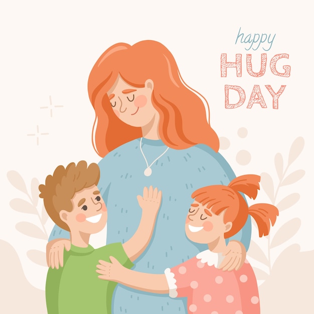 Flat hug day illustration