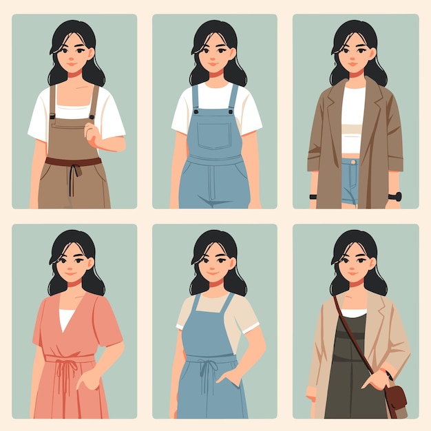 Vector a flat illustration of asian woman