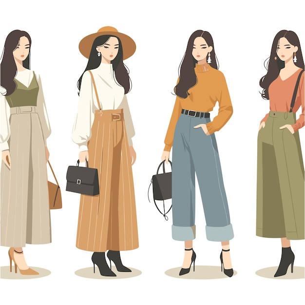 Vector a flat illustration of asian woman