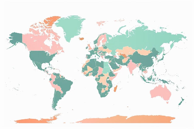 Flat Illustration of Colorful World Map