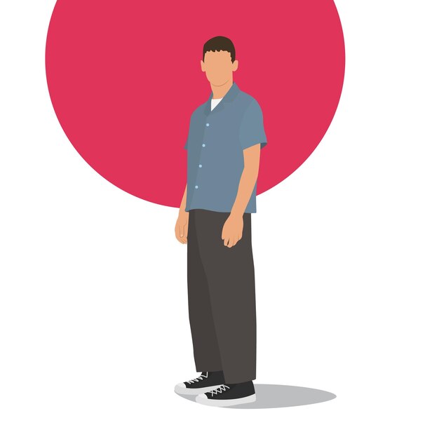 Vector flat illustration of faceless male character posing