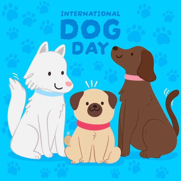 Vector flat illustration for international dog day celebration