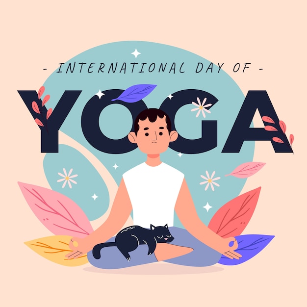 Flat illustration for international yoga day celebration