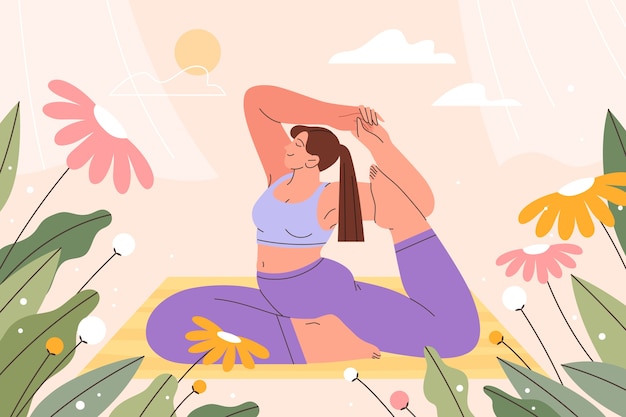 Vector flat illustration for international yoga day celebration