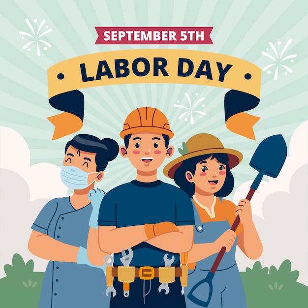 Flat illustration for labor day celebration