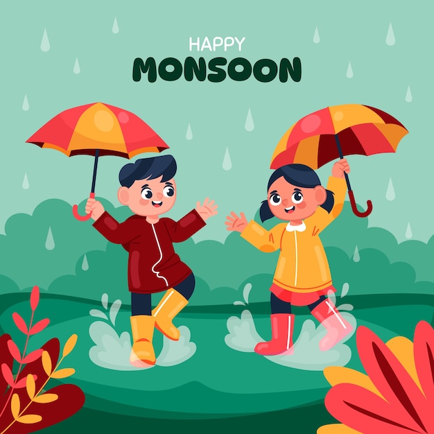 Vector flat illustration for monsoon season sale