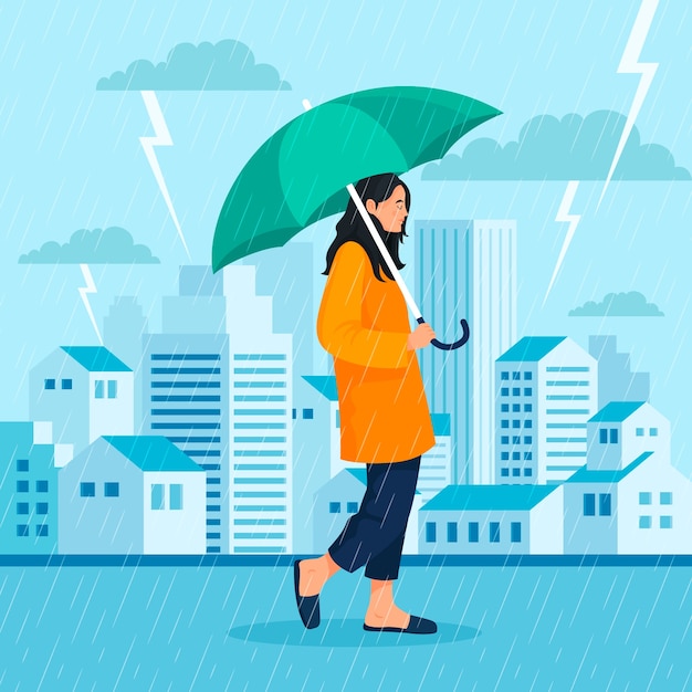 Flat illustration for monsoon season