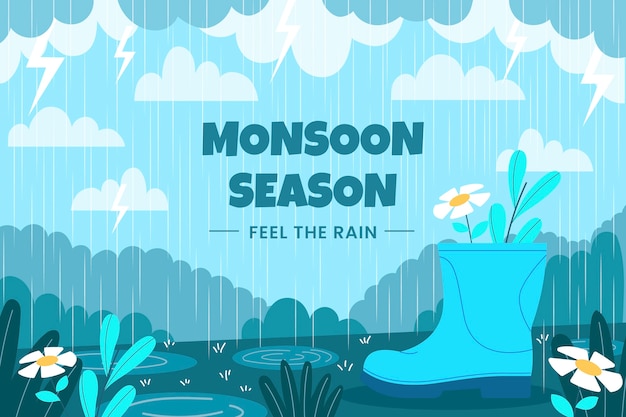 Flat illustration for monsoon season