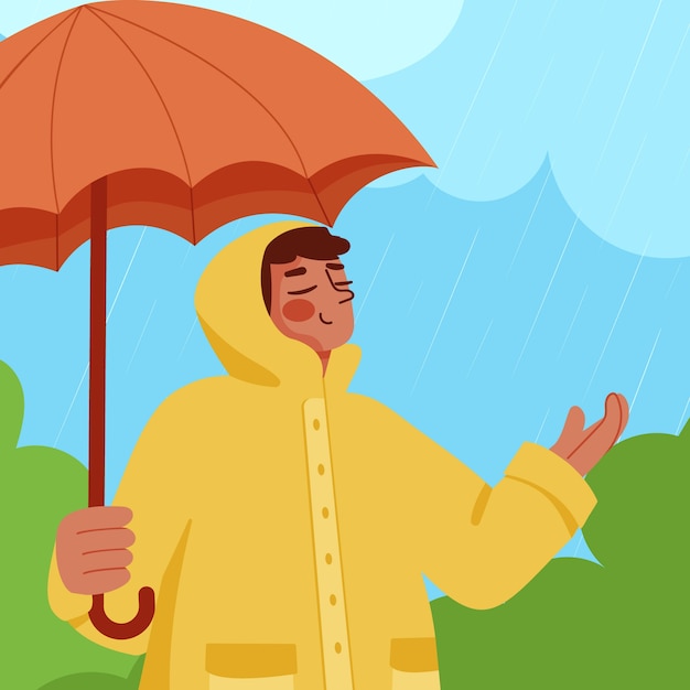 Flat illustration for monsoon season