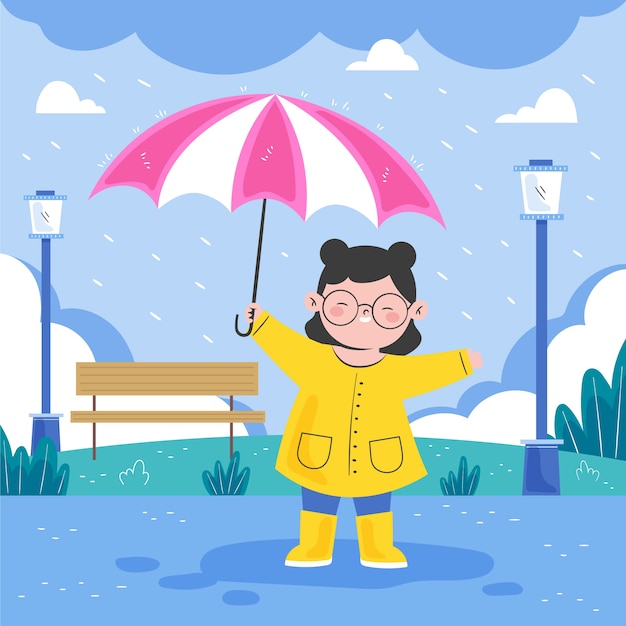 Vector flat illustration for monsoon season