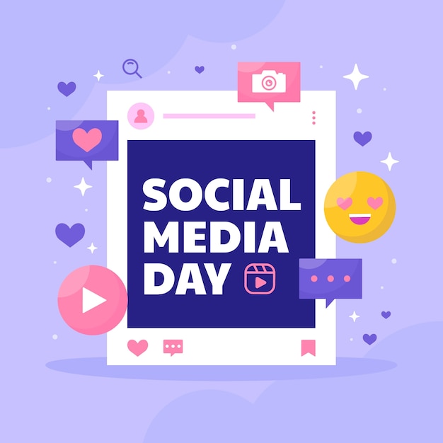 Vector flat illustration for social media day celebration