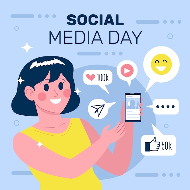 Vector flat illustration for social media day celebration