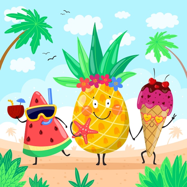 Flat illustration for summer season celebration