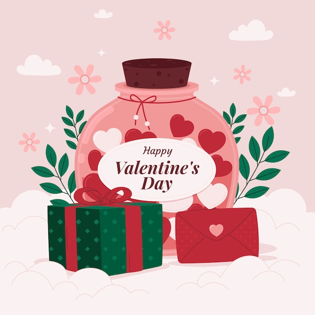 Flat illustration for valentines day celebration