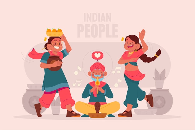 Flat indian people illustration