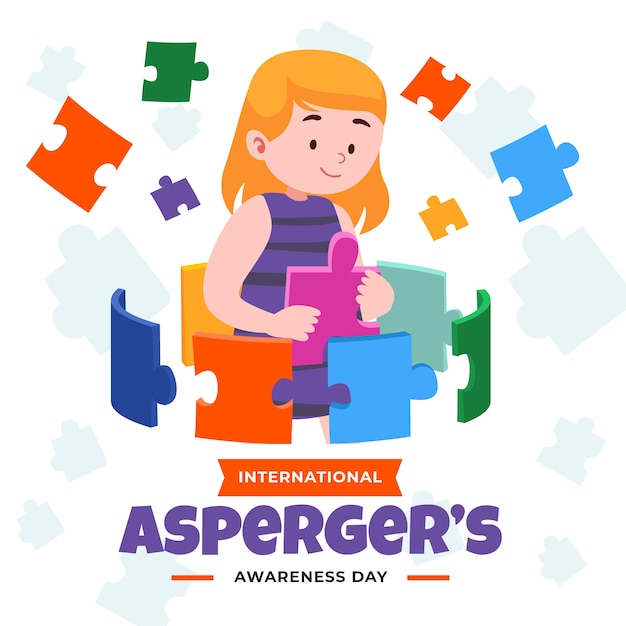 Flat international asperger day illustration