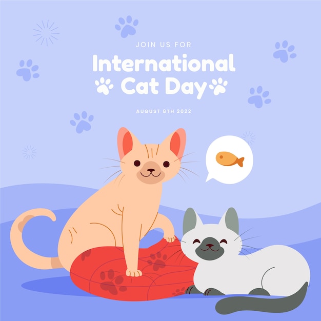 Vector flat international cat day illustration