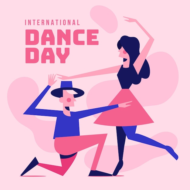 Flat international dance day illustration