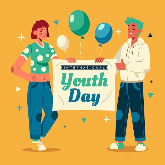 Flat international youth day illustration