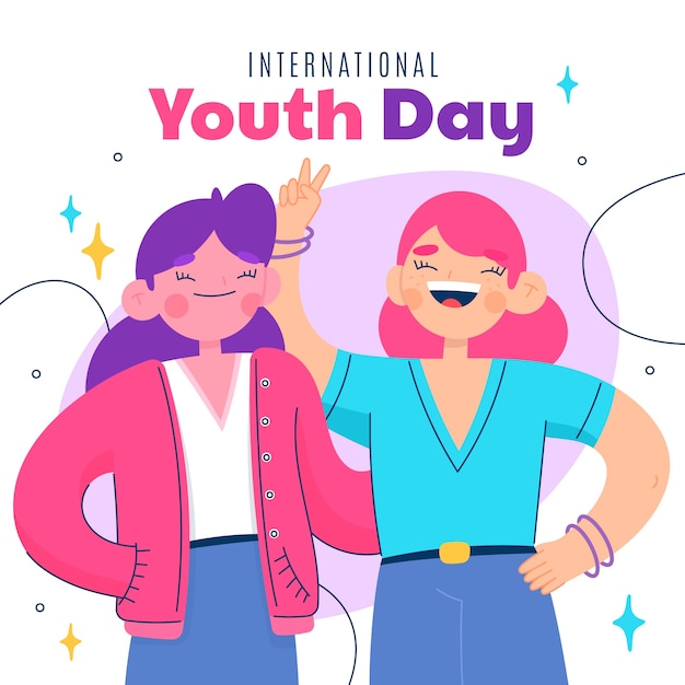 Flat international youth day illustration