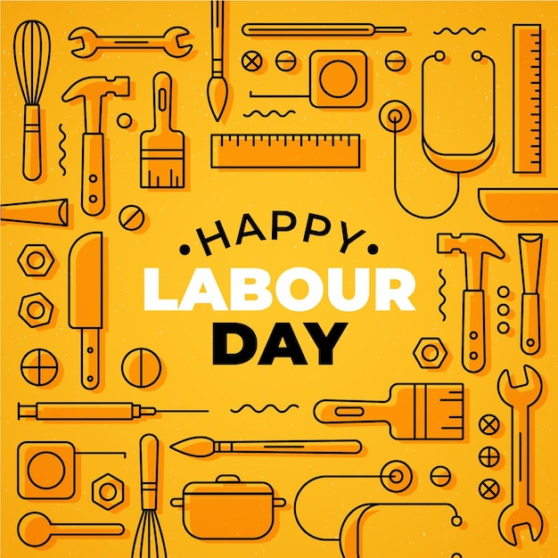 Flat labour day illustration