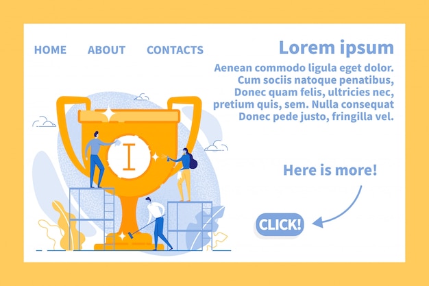 Flat Landing Page in Frame with Business Team Success Design