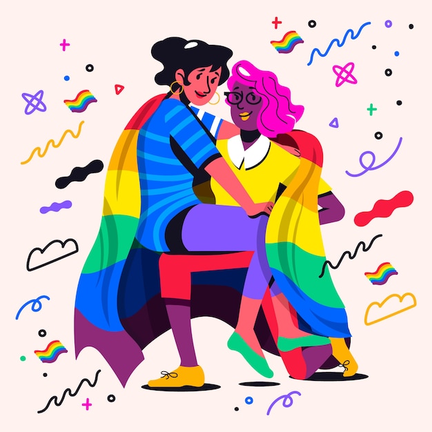 Flat lgbt pride month illustration