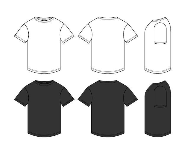 Flat Line Art t Shirt Mock Up Vector