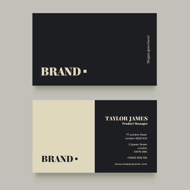 Flat minimal horizontal double-sided business card template