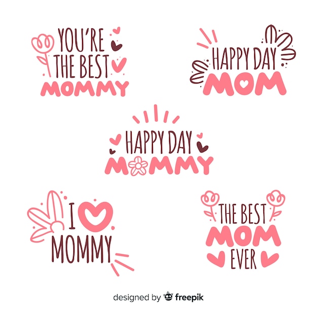 Flat mother's day badge collection