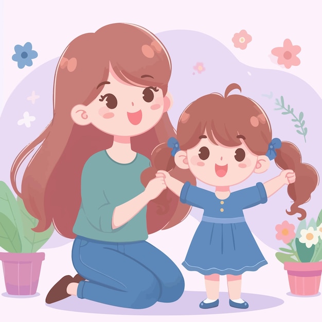 Vector flat mothers day illustration