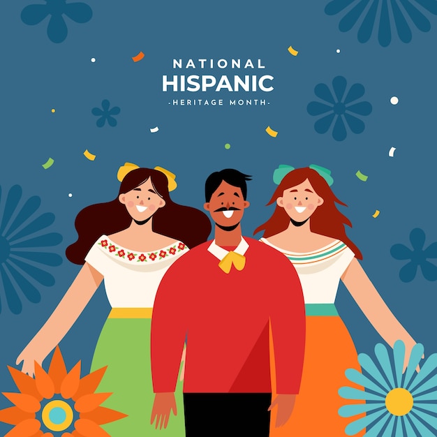 Flat national hispanic heritage month illustration