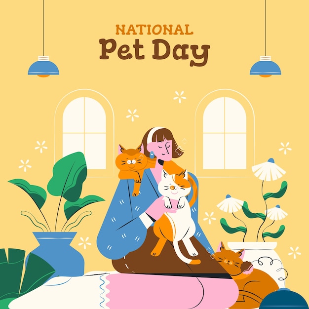 Vector flat national pet day illustration
