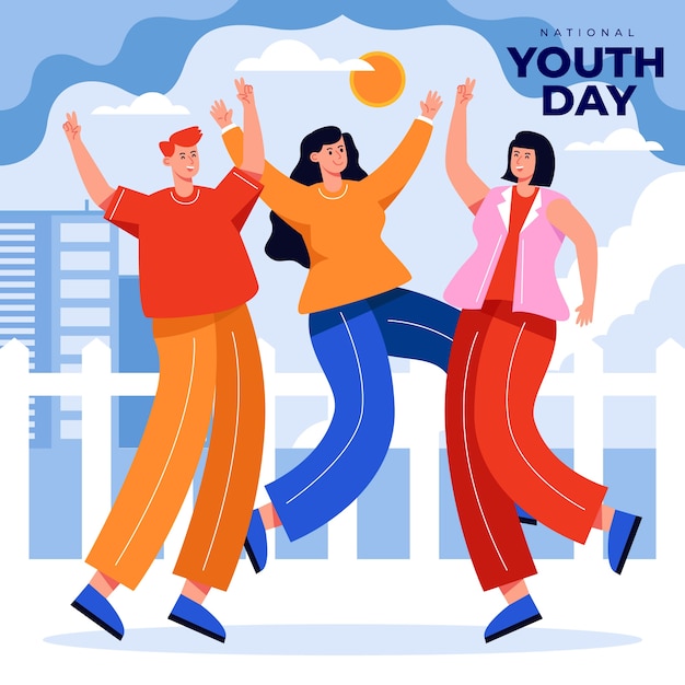 Vector flat national youth day illustration