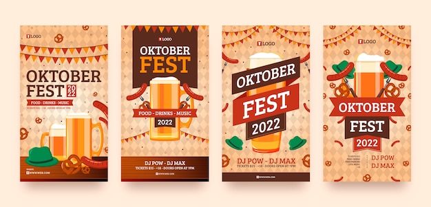 Flat oktoberfest instagram stories collection