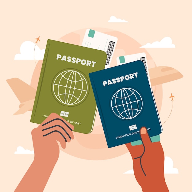 Vector flat passport illustration