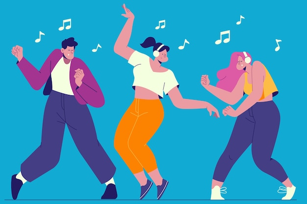 Flat people dancing illustration