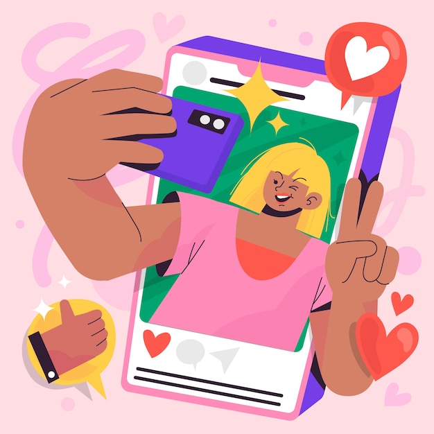 Flat people and social media illustration