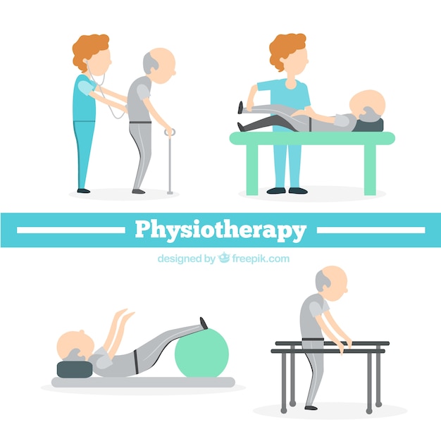 Vector flat physiotherapy situations