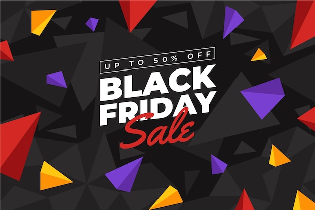 Flat polygonal black friday background