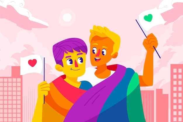 Vector flat pride month celebration illustration